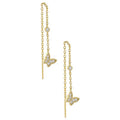 Unique Minimalist Gold Vermeil CZ butterfly Threader Drop Earring