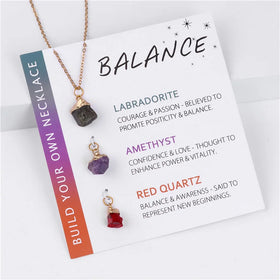 Wholesale Diy Raw Rough Natural Stone Pendant Necklace Spirital Healing Crystal Pendant Necklace Set for Women