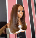 Vietnamese Bone Straight 13x4 Lace Closure Wig Wholesale Remy Brazilian Hair Raw Human Cuticle Aligned Color #4 Chocolate Brown MegaBDM