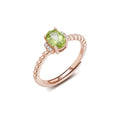 YBO Women's Fine Jewelry 18K Rose Gold Plated 925 Silver Adjustable Rings Natural Gemstone Peridot Wedding Party Oval Cut