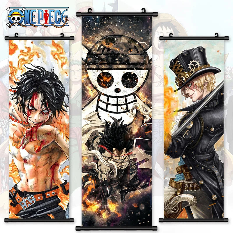 25*75CM Anime character Luffy canvas straw hat pirates for livingroom wall art decorative one pieces hanging poster