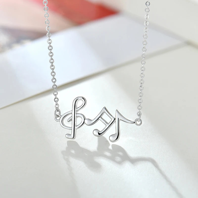 Fine Jewelry 925 Sterling Silver Necklace 925 Sterling Silver Necklace Set Silver Music Note Necklace