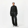 Advanced Simple Wide Pants Ledis Once Satin Pants Woman Black Satin Pants