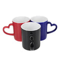 Customizable Sublimation Color Change 350ml Frosted Ceramic Coffee Mugs with Heart Shaped Handle