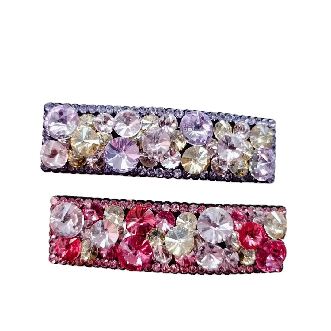 HXN-069 New Long Bar Break Hairpin Crystal Bang Clip BB Hair Clip Czech Diamond Hair Ornament