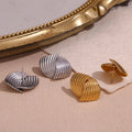 Engraved Texture Cross Stud Earrings for Women Gold Plated Stainless Steel Fashion Jewelry Earrings