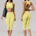 Custom Workout High Waist Summer Women Short Set Sports & Fitness Yoga Gym Wear Yoga Capri Legging Short Biker Set for Women