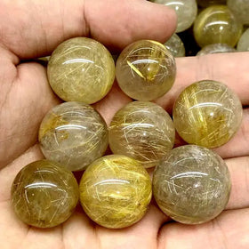 1.5cm-2.5cm Natural Rutilated Quartz Sphere Crystal Ball Golden Rutilat Small Size Quartz Ball for Decoration