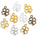 100PCS Alloy Four Leaf Clover Shamrock Lucky Charms Pendants St Patricks Irish Metal Pendant