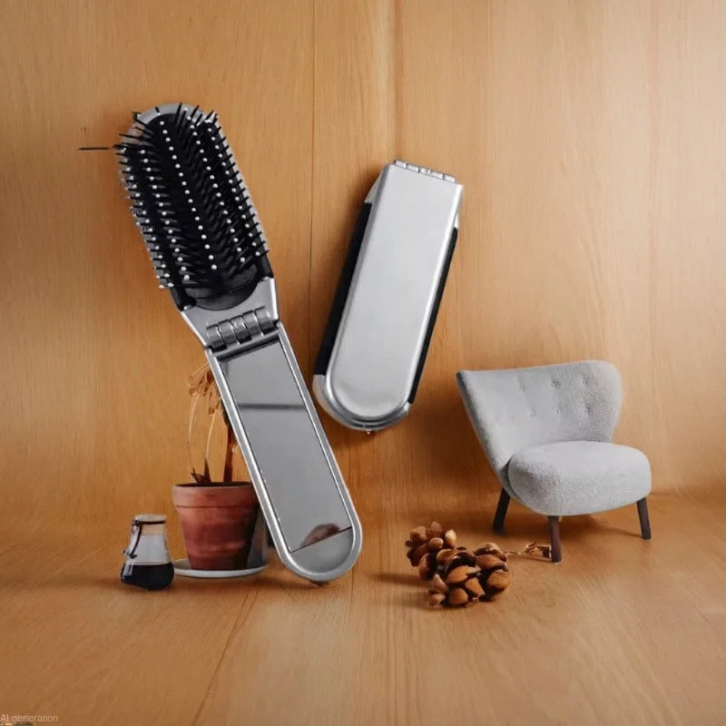 Custom Yunli Portable Travel Comb Integrated Mirror Mini Air Cushion Foldable Dual-Purpose Design Durable Professional