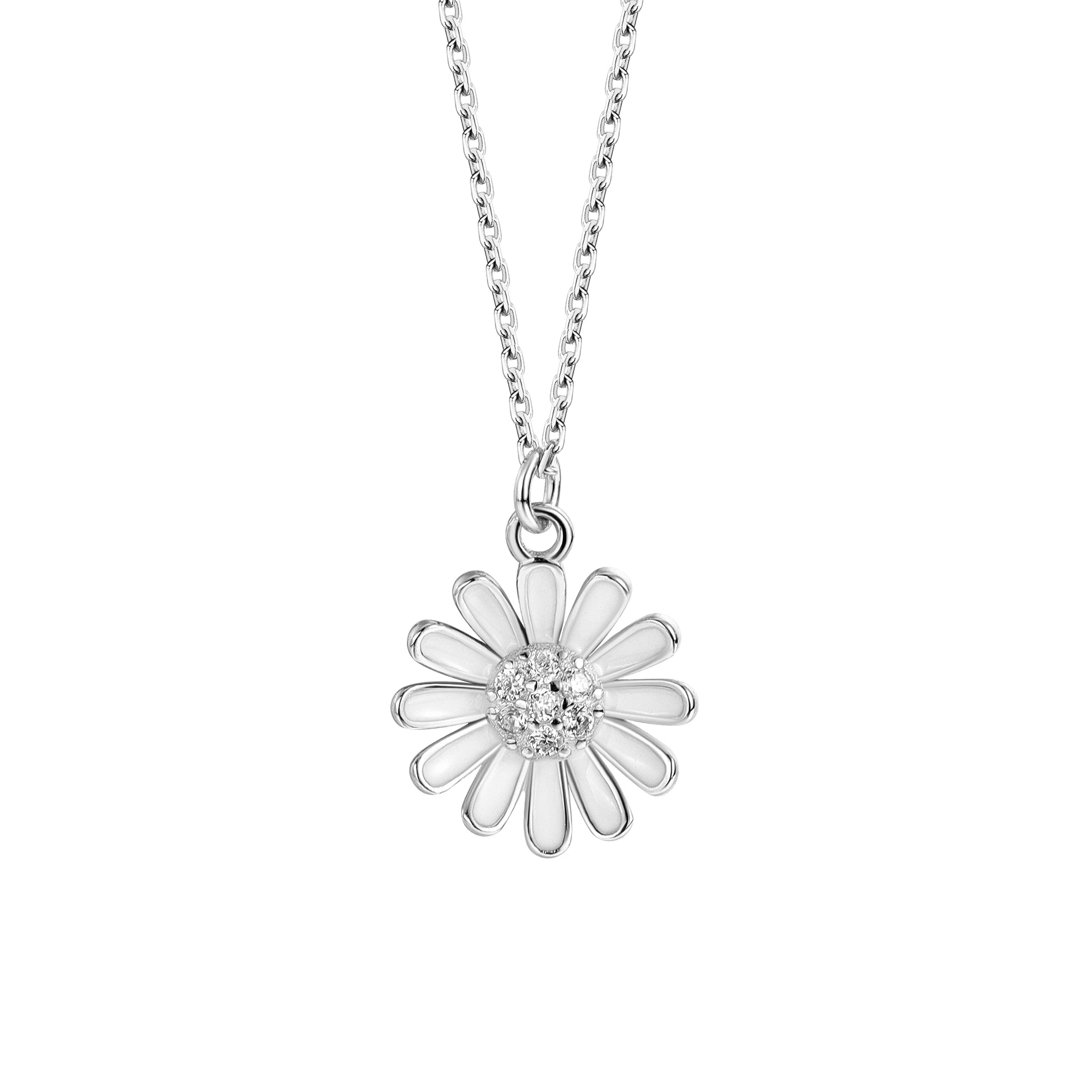 925 Sterling Silver Small Daisy Necklace With White Petals Flower Pendant Nckelace Minimalist Gold Plated New Trendy in Style