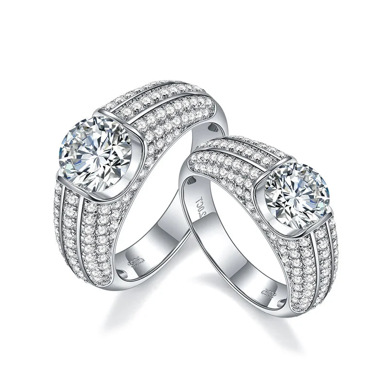 Starsgem Men Ring 925 Sterling Silver 8mm 2ct 1carat Moissanite  Diamond Rings 925 Sterling Silver