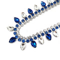 High Quality Handmade Custom Rhinestone Chain Crystal and Blue Glass Trim for Garments Shoes & Bags Drop Shape
