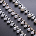 Small Bridge Plastic Beads Decorative Diamond Pearl Metal Rhinestone Chain Sew-On Shining 8 Facets Flatback for Garment Bags