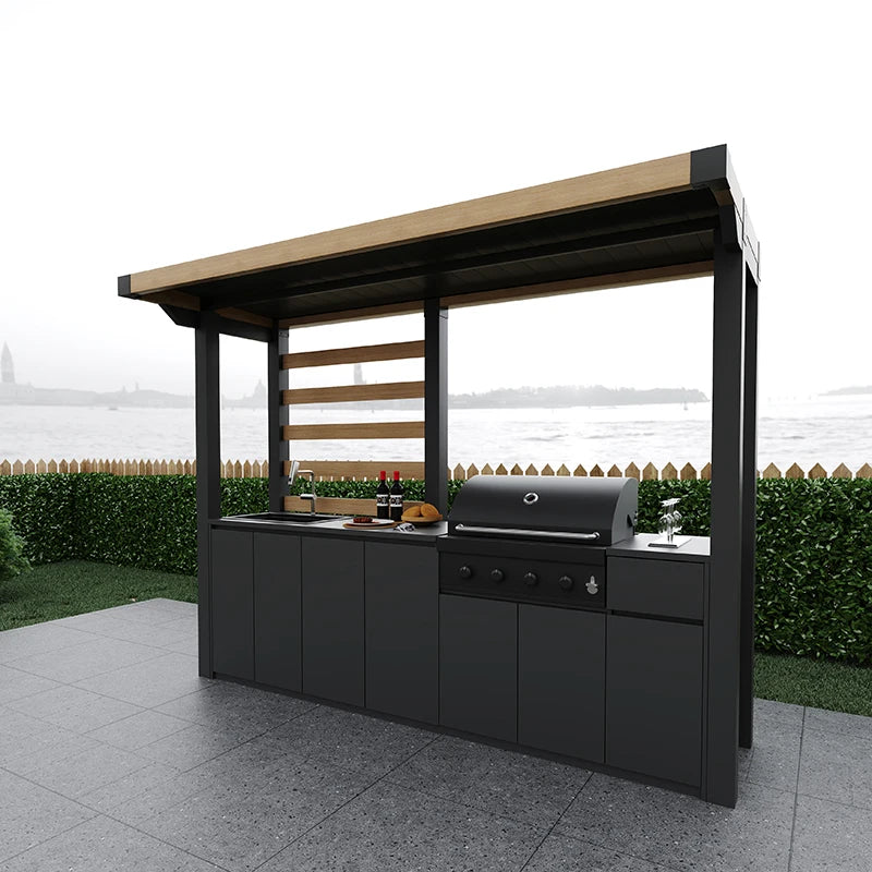 YardLux Aluminum Patio Cooking Station Enclosed Storage Weather-Resistant Kitchen Components Eco-Friendly Automatic Grill
