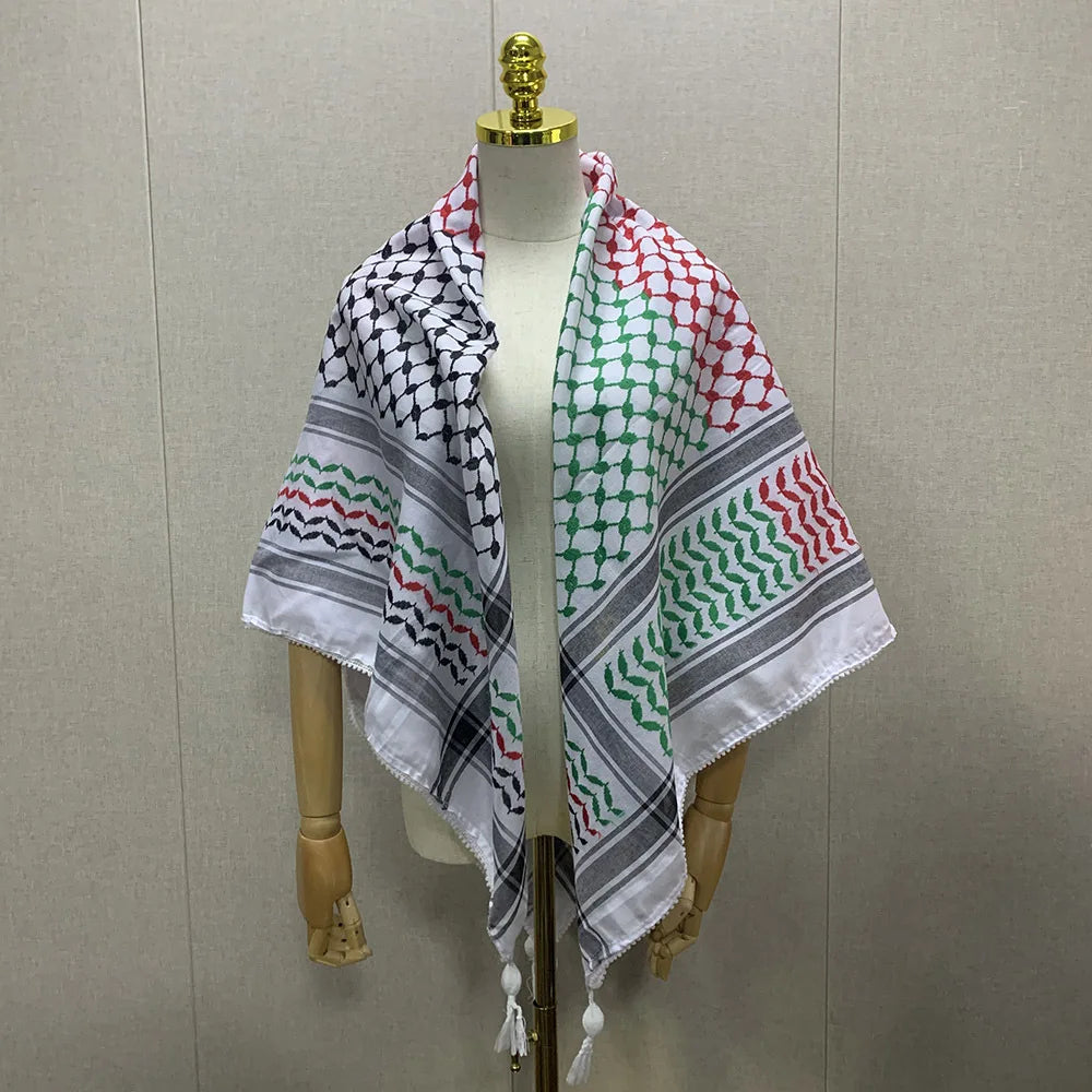 Whosale Hot Sale Unisex Palestinian Kufiya Flag Scarves 53inch square Arafat Hatta Digital Print Shemagh Keffiyeh Arab Scarf
