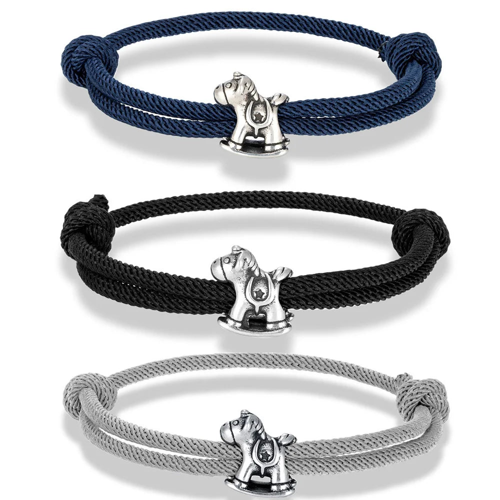 New Design Stainless Steel Rocking Horse Accessories Bracelet Milan Rope Wristband for Make Nylon Rope Bracelet Mens Jewelry