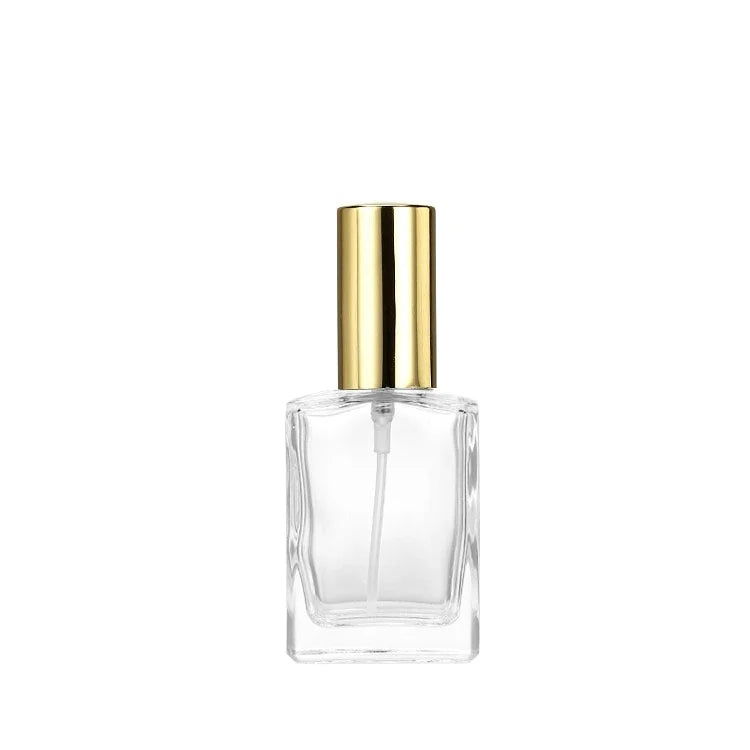 For MUB Luxury Design Flat  Glass Perfume Bottle 30ml 50ml 100ml Crimp Bottle with Aluminum Spray Hot Selling MOQ 100pcs