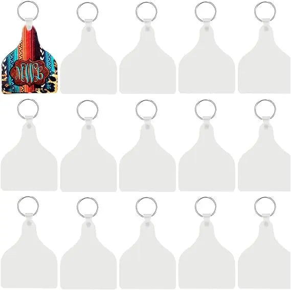 Home Decoration Sublimation Blank  Double Sided Cow Ear Tag MDF Keychains