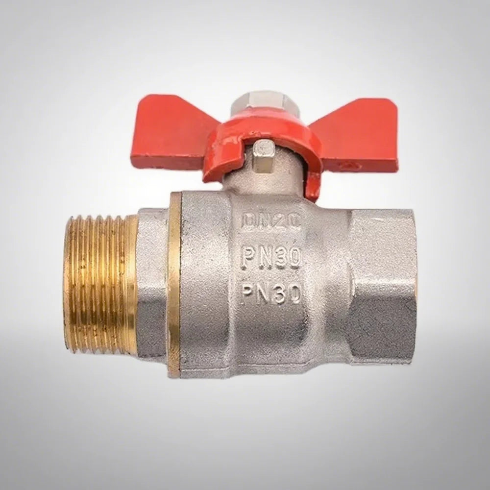 Yuhuan Italy BSP NPT Polished Surface Heavy Female X Male Thread Brass Ball Valve with Butterfly Handle