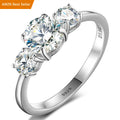 Dropshiping Fine Wedding Jewelry Promise Engagement 925 Sterling Silver VVS Moissanite Diamond Three Stones Ring for Women