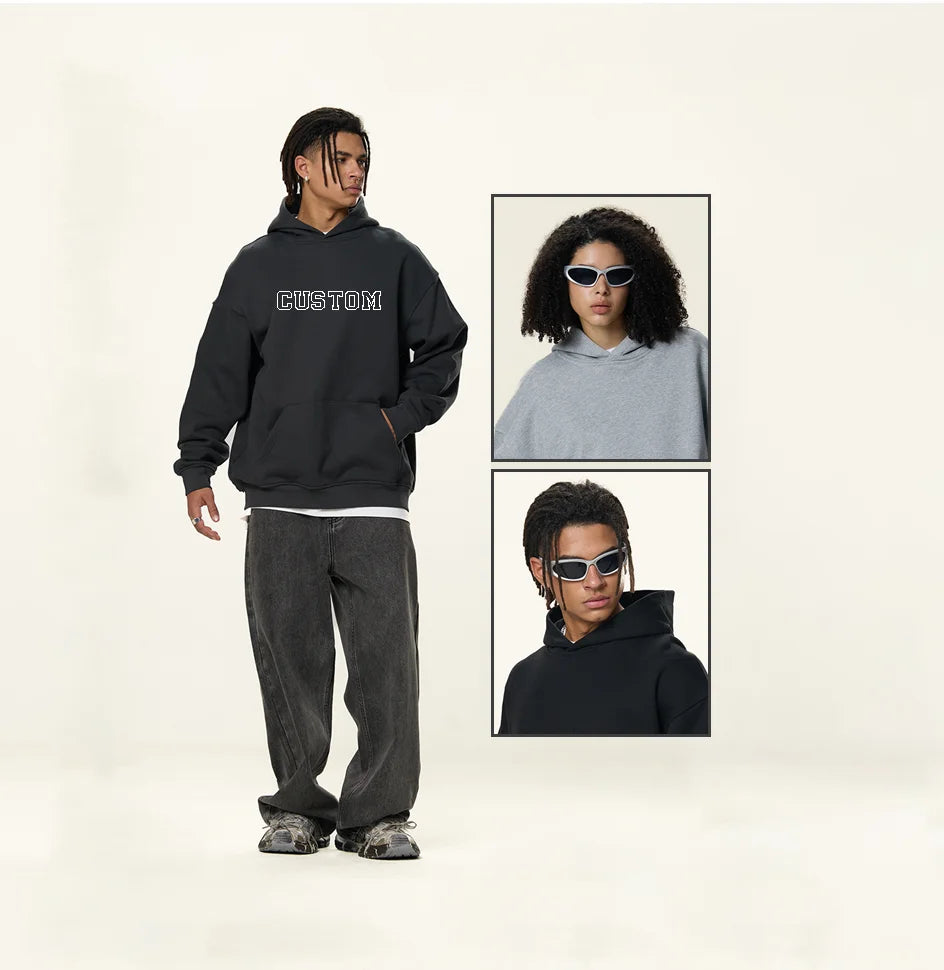 Men's 100% Cotton 500 Gsm Blank Heavy Weight Hoodies Custom Printing logo Drop Shoulder French Terry Hoodies Sweatshirt for Men