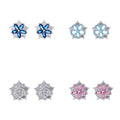 Fashion Vintage S925 Aaa Blue Cubic Zirconia Sterling Silver Snowflake Stud Earring Women Jewelry Supplier