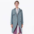2023 Bosha Custom Design Fashionable Blue Long Women's Trench Coat Double Breasted With Buttons for Autumn