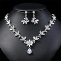 Hot Sale New Vintage National Style Leaf Flower Shape Diamond Zircon Necklace Collar Chain Jewelry Set