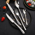 Wholesale Luxufy  Heavy Thick Fork Knife and Spoon Set Stainless Steel Cutlery Set Flatware Silverware Set