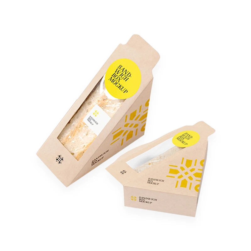 Custom Printed Sandwich Packaging Box with Window Food Grade Takeaway Sandwich Cardboard Box for Cafe Bakery Deli Packaging MegaBDM