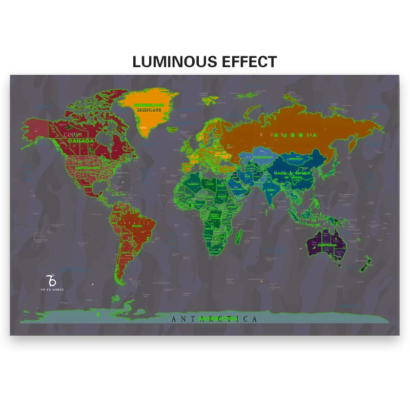 Map Luminous Posters Blacklight Poster Luminous World Map Scratch Off Poster