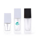 Skincare Cosmetic Packaging 20ml 30ml 50ml square Black Top Serum Glass Lotion Pump Bottle