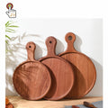 Japanese Solid Wood Pizza Plate Steak Steak Plate Rectangular Round Western Restaurant Household Baking Tray Multi-size