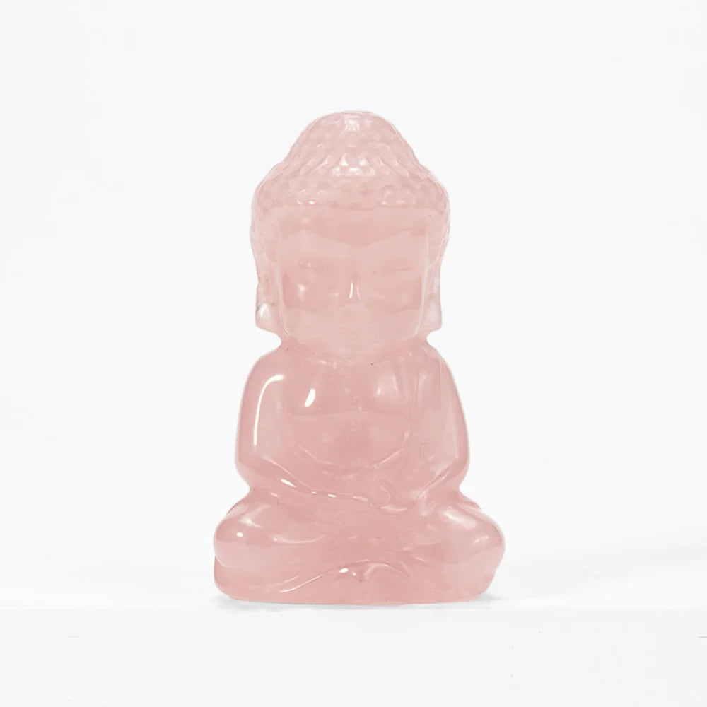 Wholesale 2-Inch Creative Multicolor Amethyst Natural Stone Buddha Carvings Home Feng Shui Decoration Rose Quartz Buddha