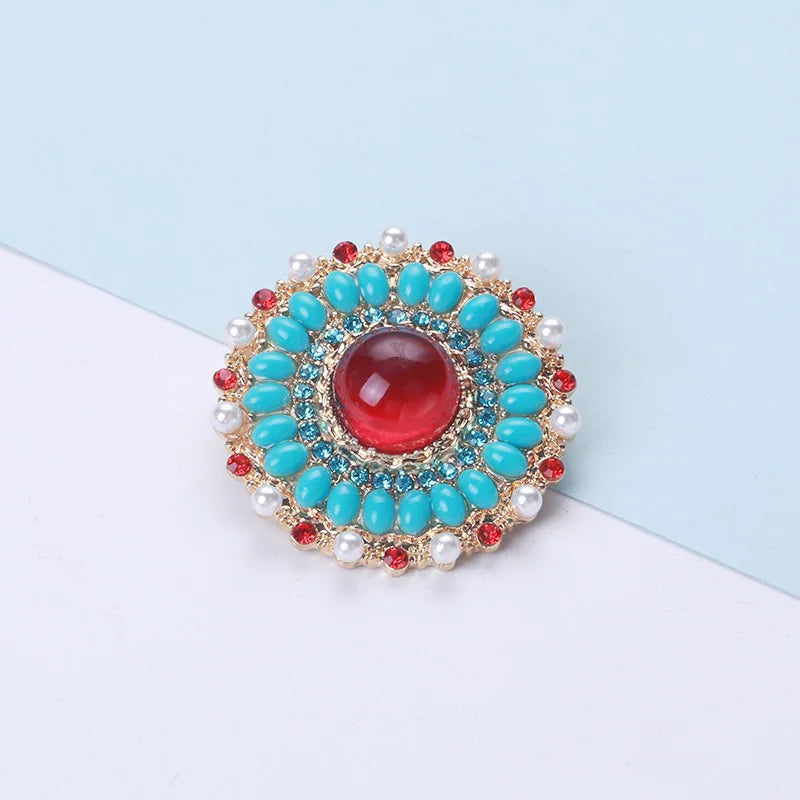 Retro Baroque Acrylic Flower Brooch Pins Fashionable Jewelry Decoration Children's Wedding Clothes Bag Hijab Other Fashion Items