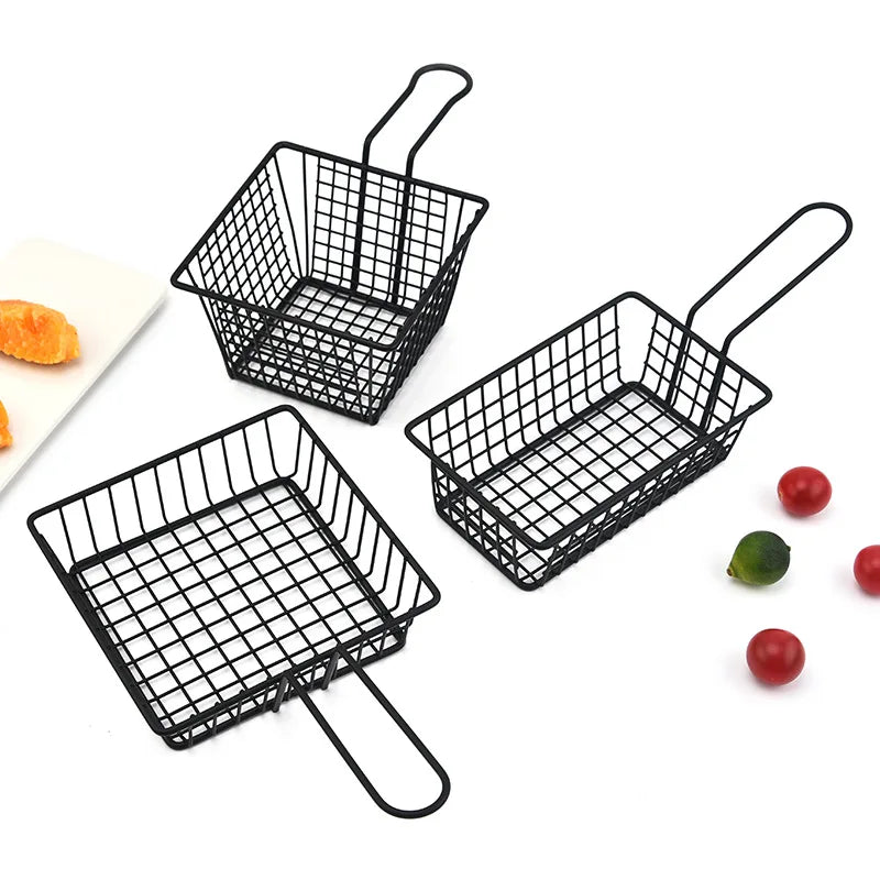 Iron Snack Basket Creative Wire Basket Mini French Fries Stainless Steel Fruit Kitchen Frying Basket