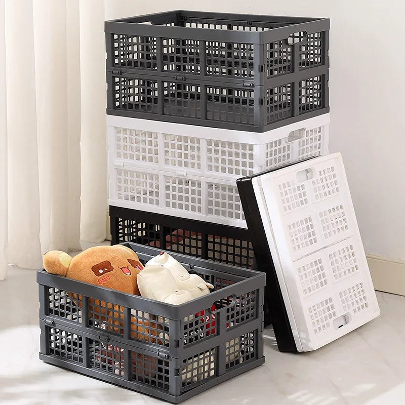 Ready to Ship Small Size 13.5L Home Stackable Heavy Duty Plastic Foldable Collapsible Storage Basket Folding Crate with Handle