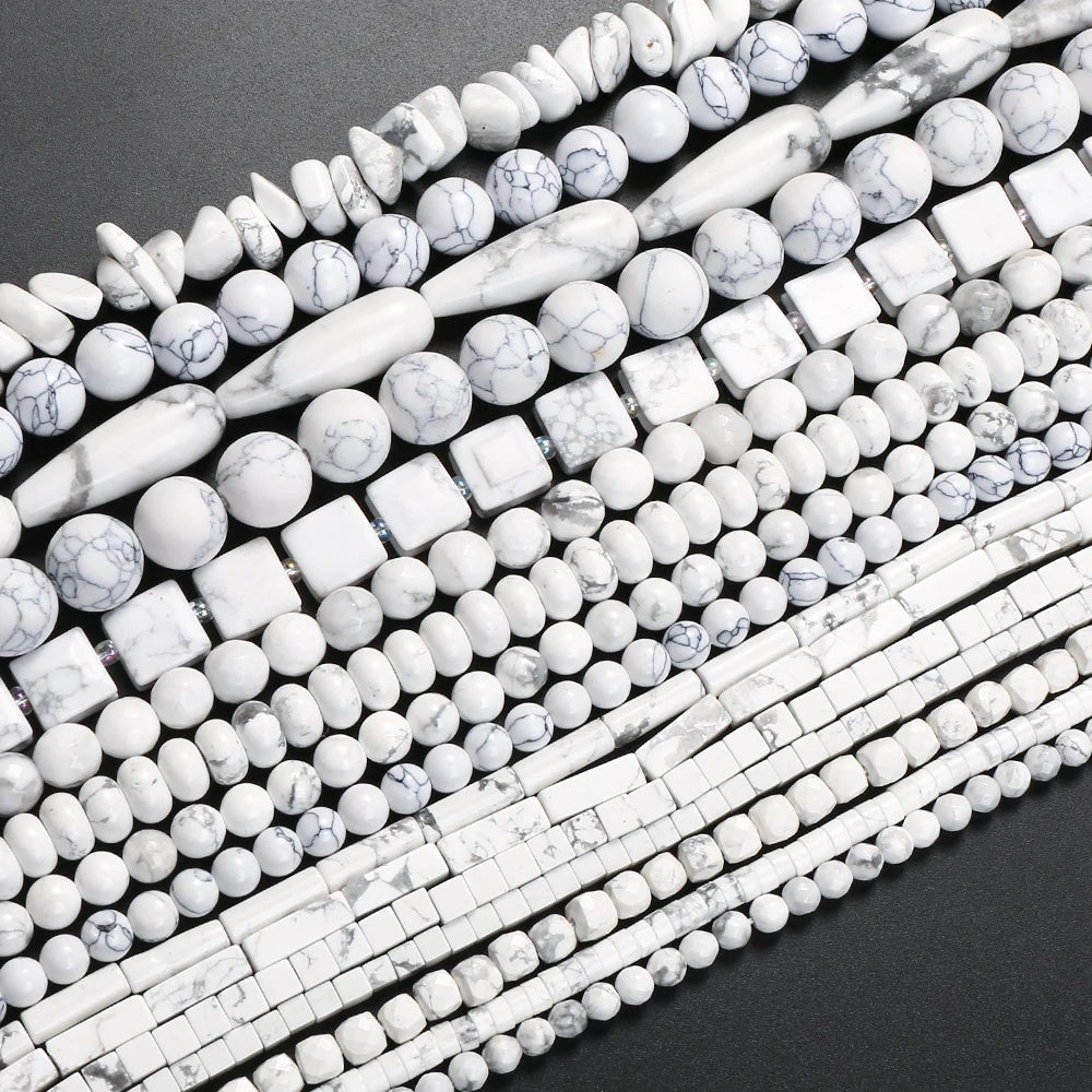 AsVrai U Natural Stone Beads Howlite White Turquoise Irregular Spacer Loose Beads for Jewelry Making DIY Bracelets Accessories
