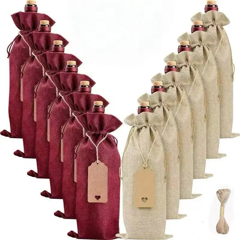 Wine Bags with Reusable Drawstrings and Gift Tags for Wedding Birthday Christmas-Home Storage Pouch