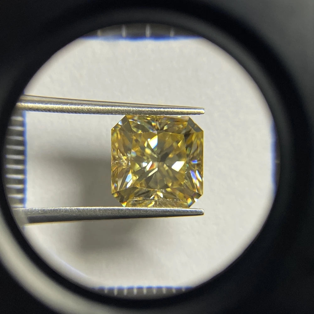 HQ GEMS GRA Certificate Octagon Shape Princess Cut 4 Carat 9X9 mm  Dark Yellow Moissanite Diamond Price Per Carat