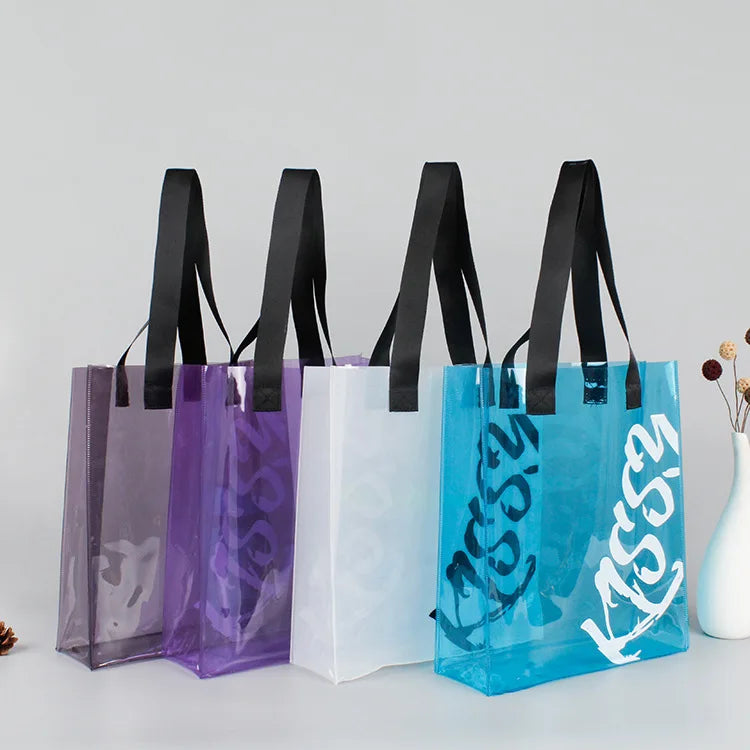 Reusable Clear Plastic Pvc Gift Bag Transparent Pvc Women Waterproof Shoulder Tote Shopping Bag