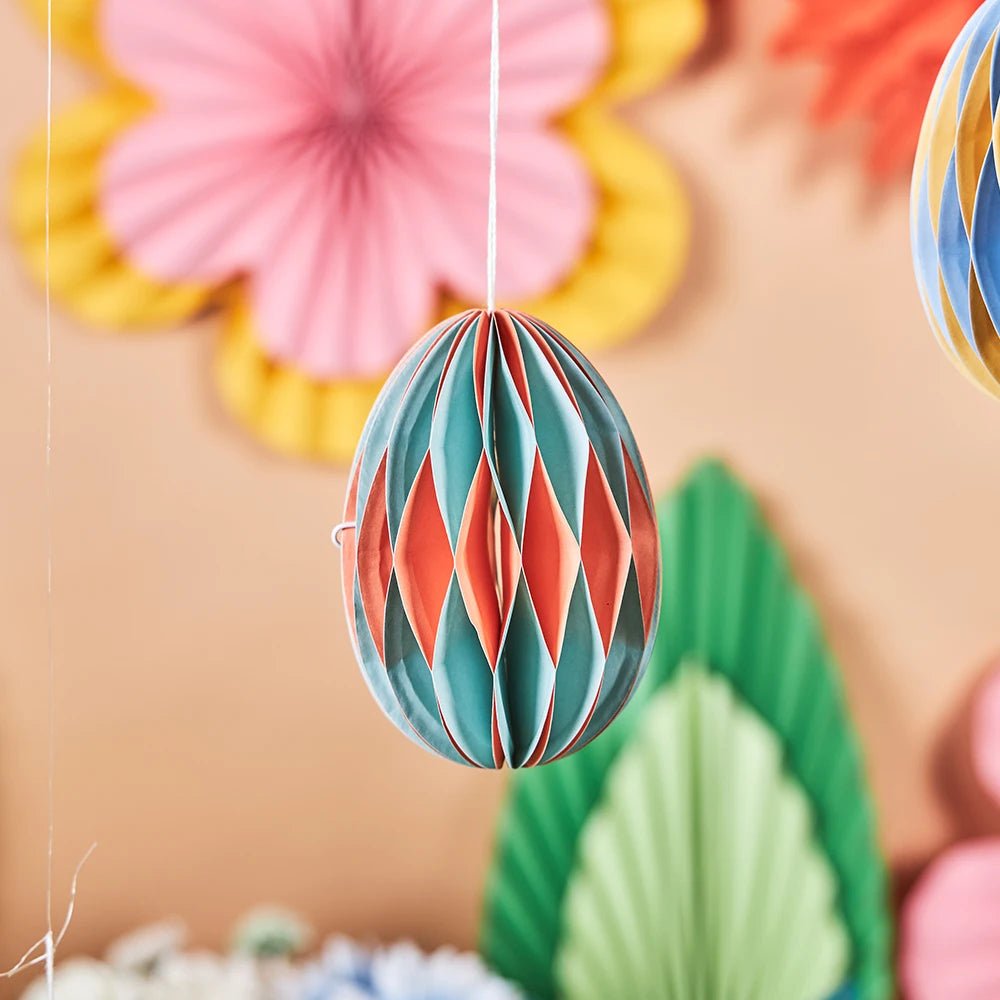 New Happy Easter Eggs Paper Honeycomb Ball Decoration for Easter Bunny Home Decor