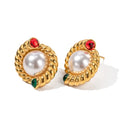 Classic French Style Pearl Stud Earrings Waterproof Gold Plated Irregular Stainless Steel Earrings for Women Fashion Earrings