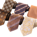 Mens Wedding Neckties Vintage Jacquard Polyester Brown Ties for Man 8cm Classic Striped Silk Ties Business Suits Cravat Neckwear