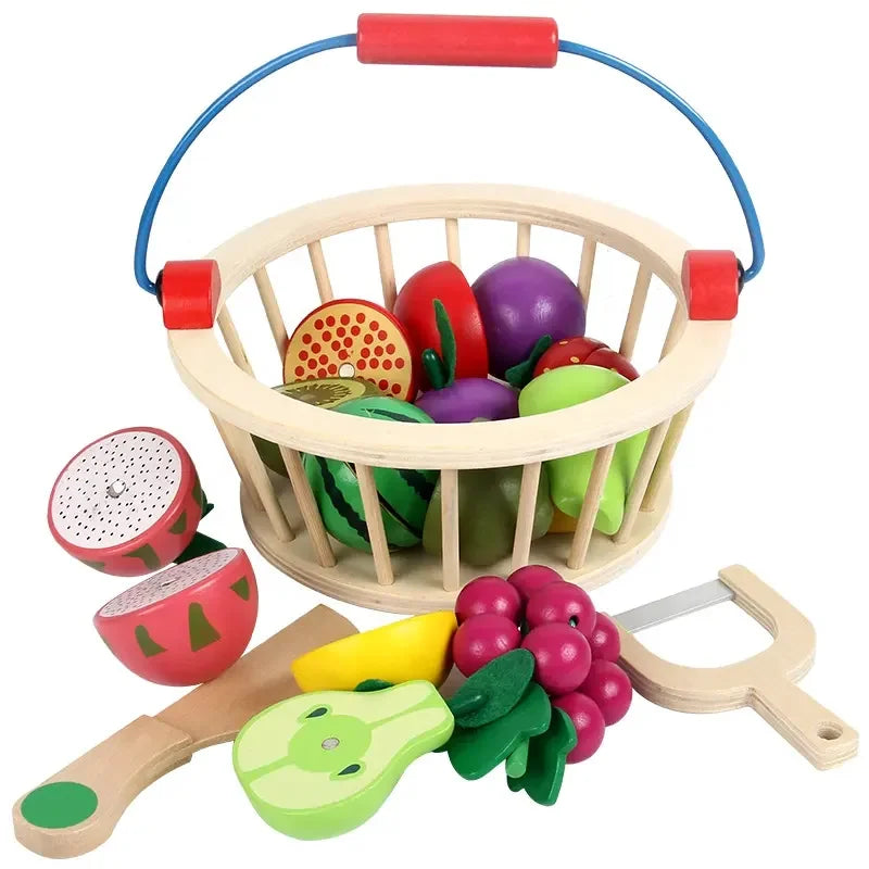 Custom Children Wooden Magnetic Fruit Vegetable Food Cutting Game Educational Kitchen Toys for Kids