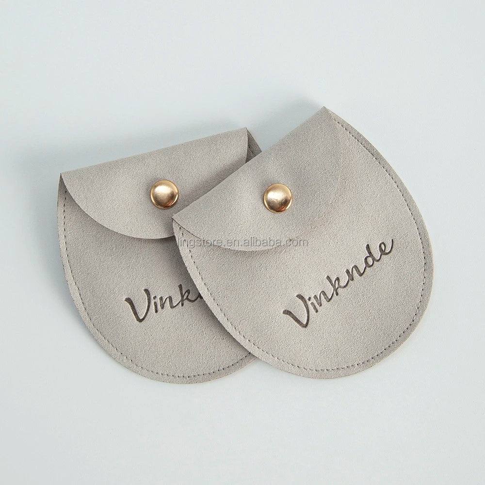 Luxurious 7.8*8.5cm Microfiber Mini Gift Packing Bag for Ring Earring Necklace Snap Button Jewelry Bead Pouch Jewelry Container