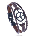 Wholesale Men's Fashion Leather Bracelet Peace Accessories Bangle Mens Jewelry