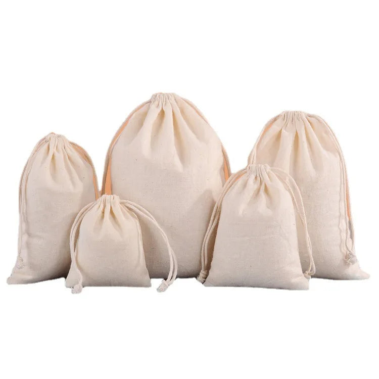 Custom Pouch Bags Reusable Eco Friendly Blank Small Organic Cotton Drawstring Bag With Logo