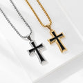 Fashion Jewelry Stainless Steel Men's Religious Christian Pendant Cross Necklace with Link Chain Gift